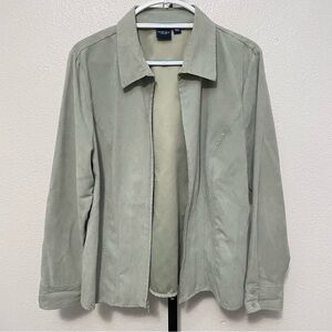 Women's Mint Sage Green Suede Full Zip Jacket XL Boho Fairy Soft Girl Western